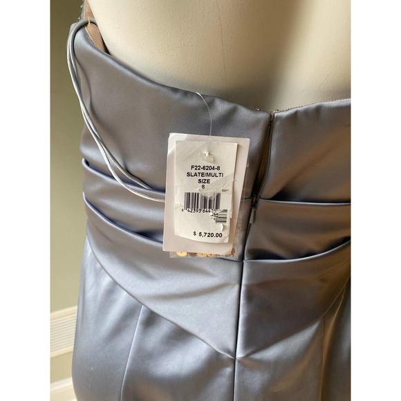 Pamella Roland Strapless Bead-Embroidered Satin Gown. Sz 8 - Picture 7 of 11